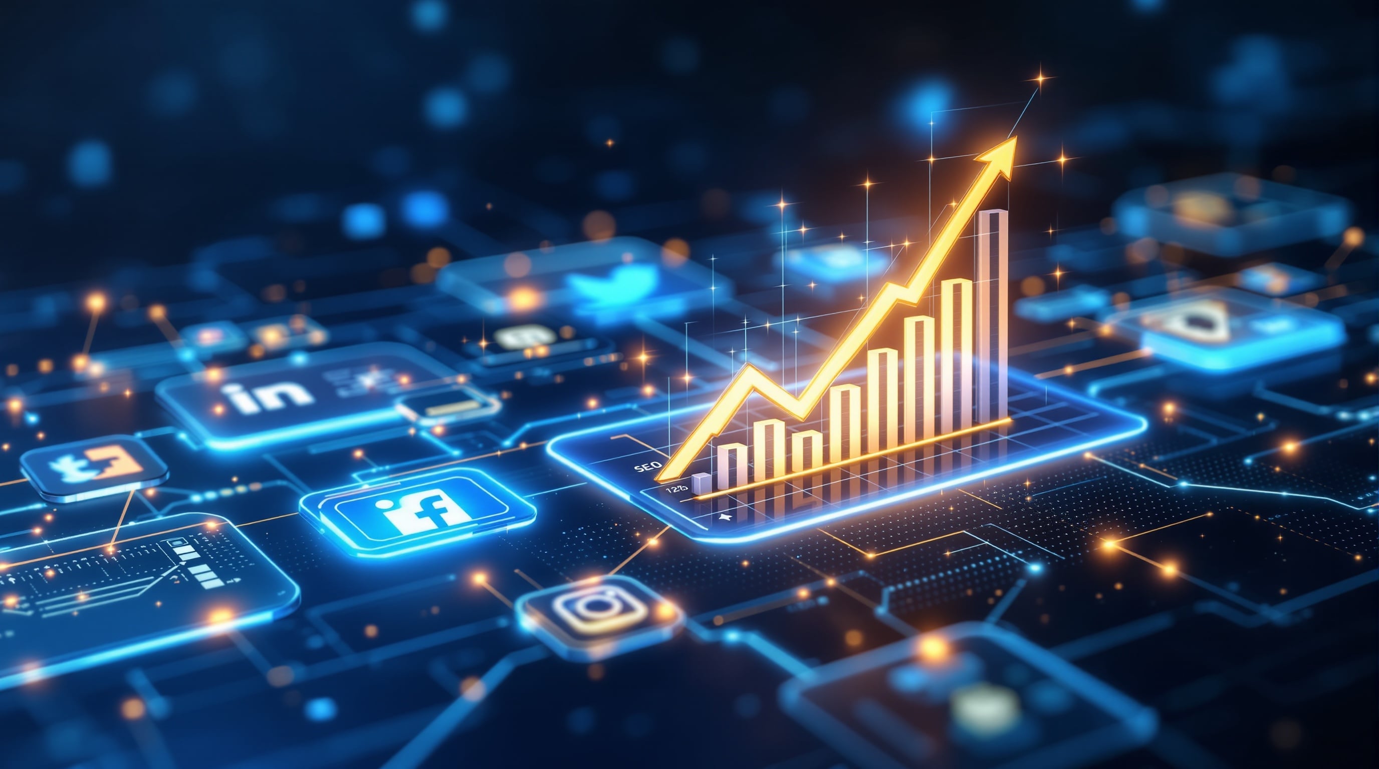 Social media platforms and SEO connection showing how social signals impact search rankings